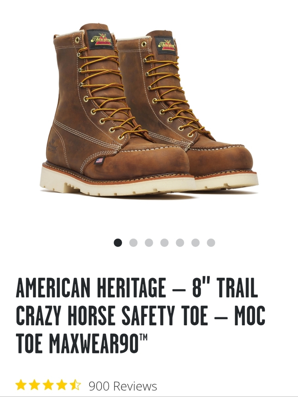 Thorogood Heritage 8" Trail Crazy Horse Moc Toe Safety Boot - Brown